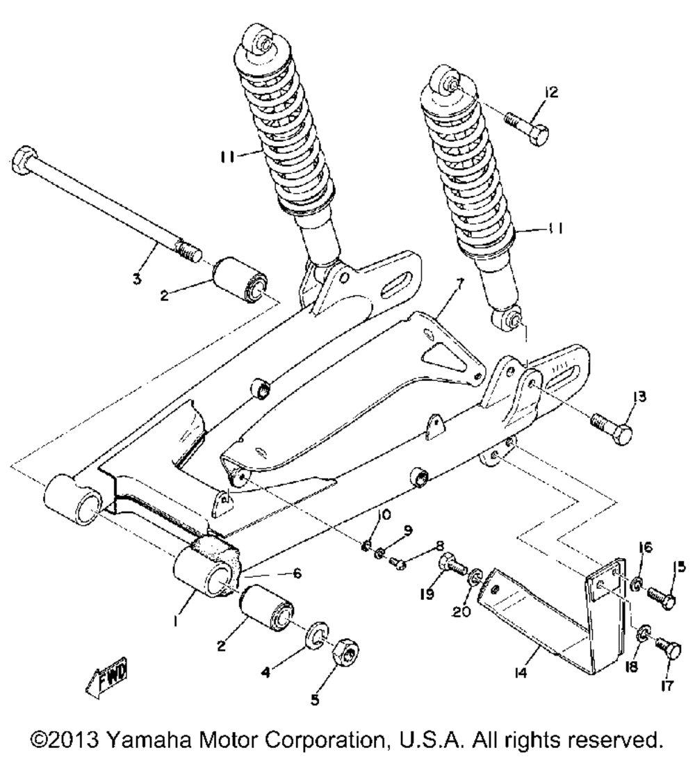 Rear arm - rear cushion - chain case