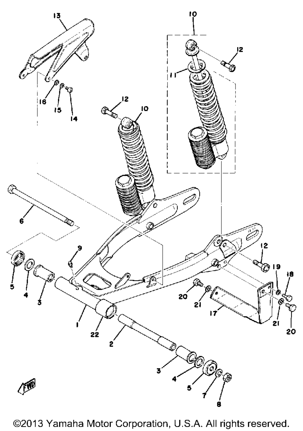 Swing arm-rear shocks-chain case