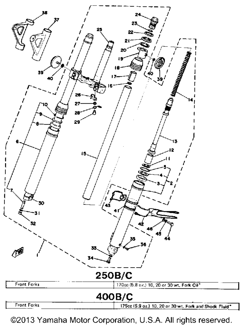 Front fork 250b - c - 400b - c