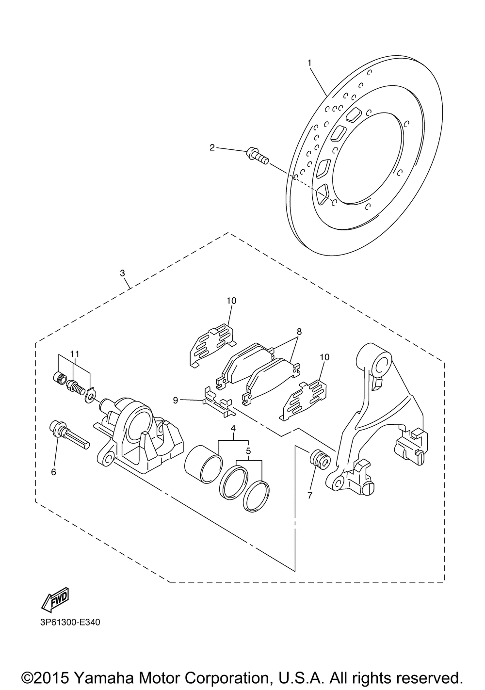 Rear brake caliper