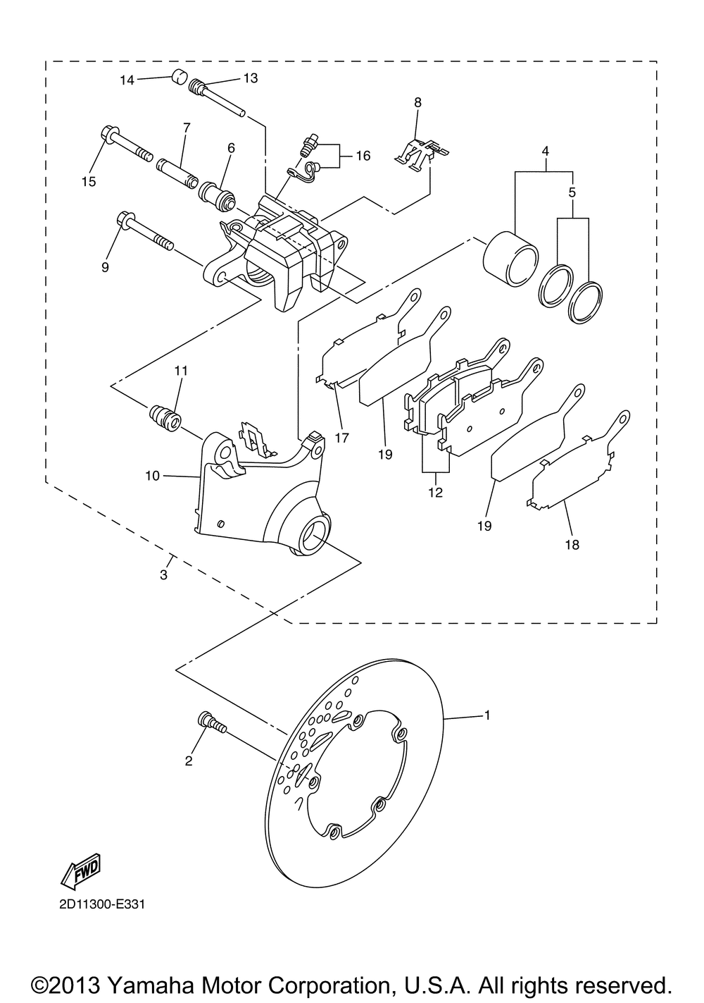 Rear brake caliper