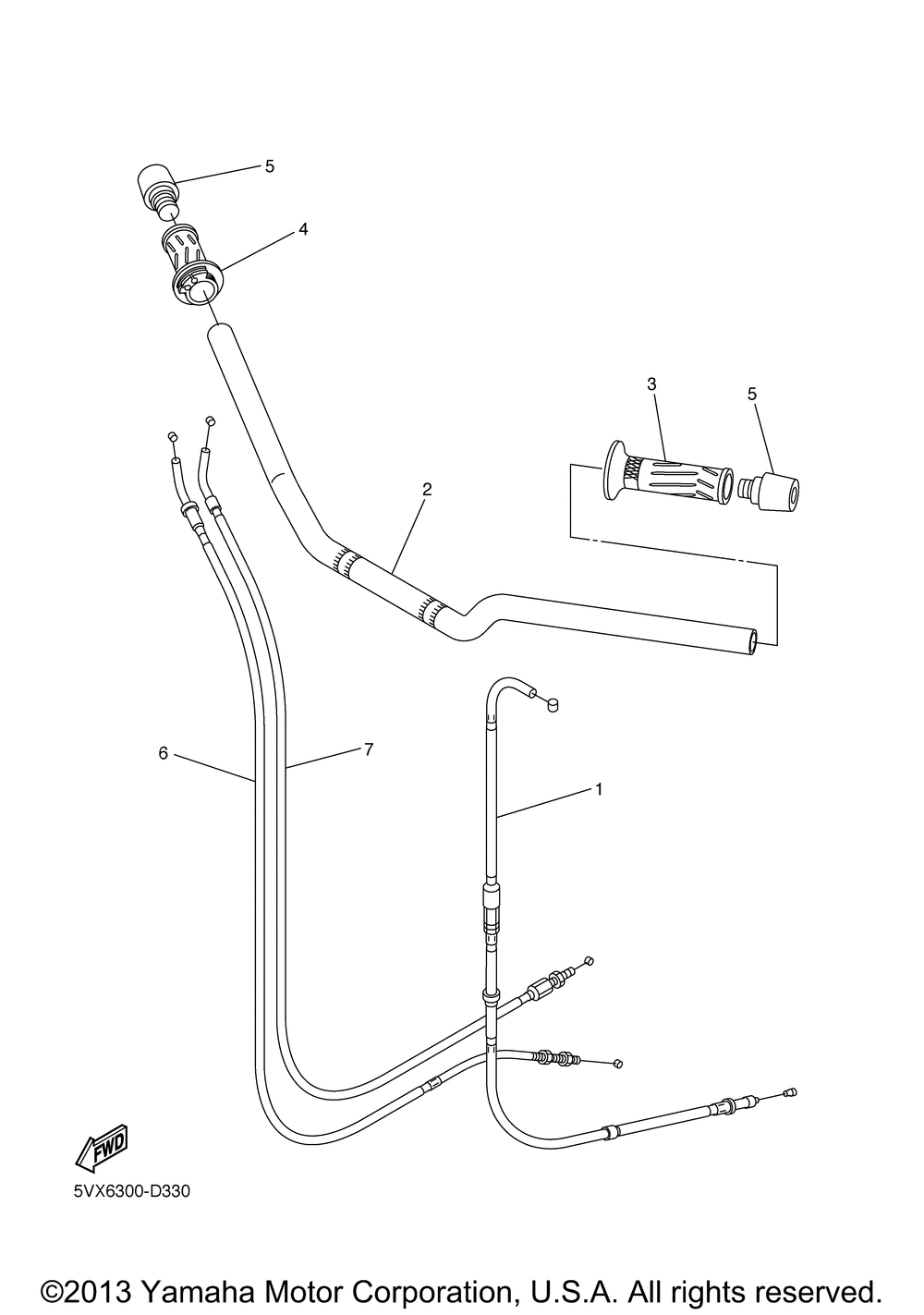 Steering handle cable