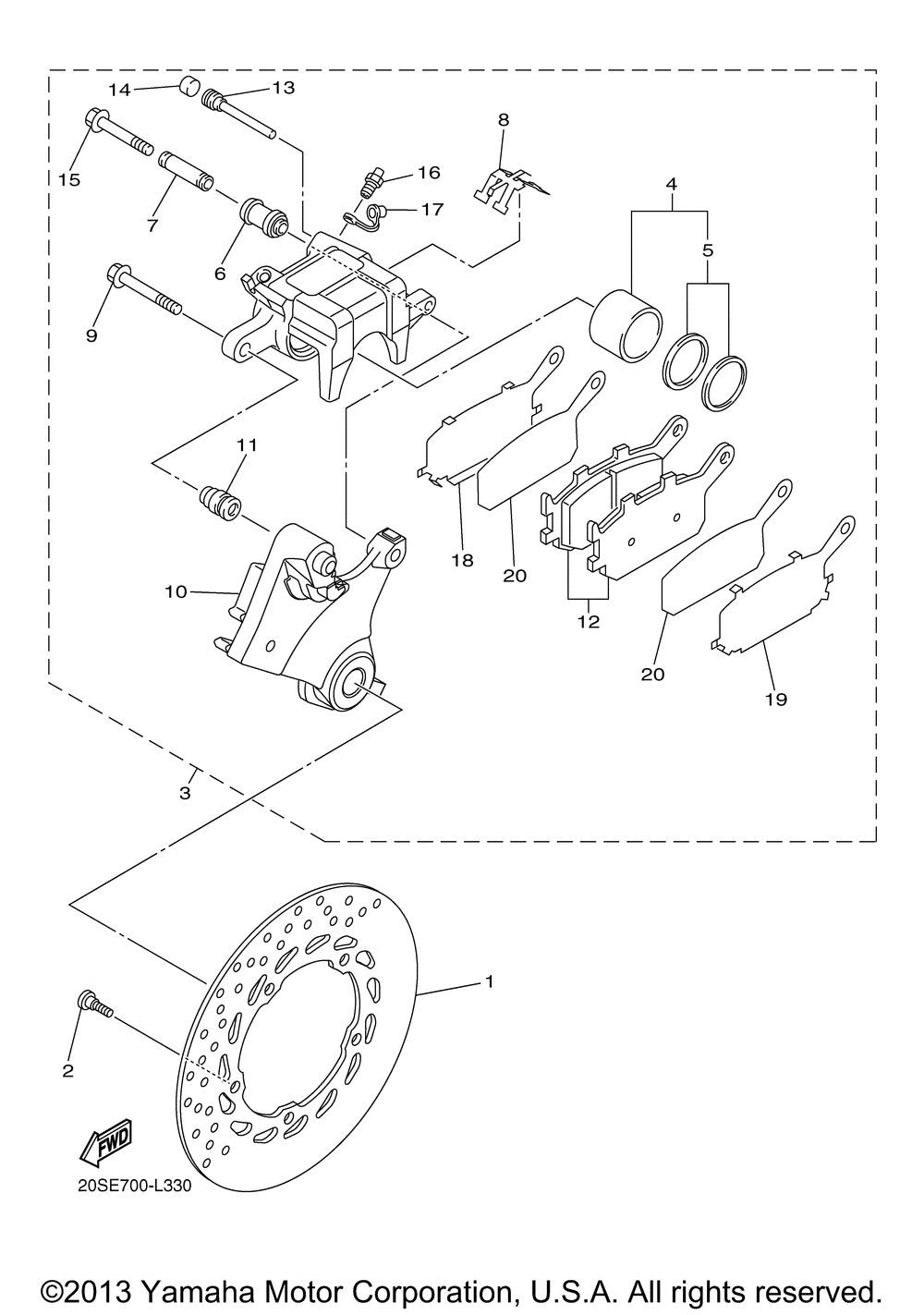 Rear brake caliper