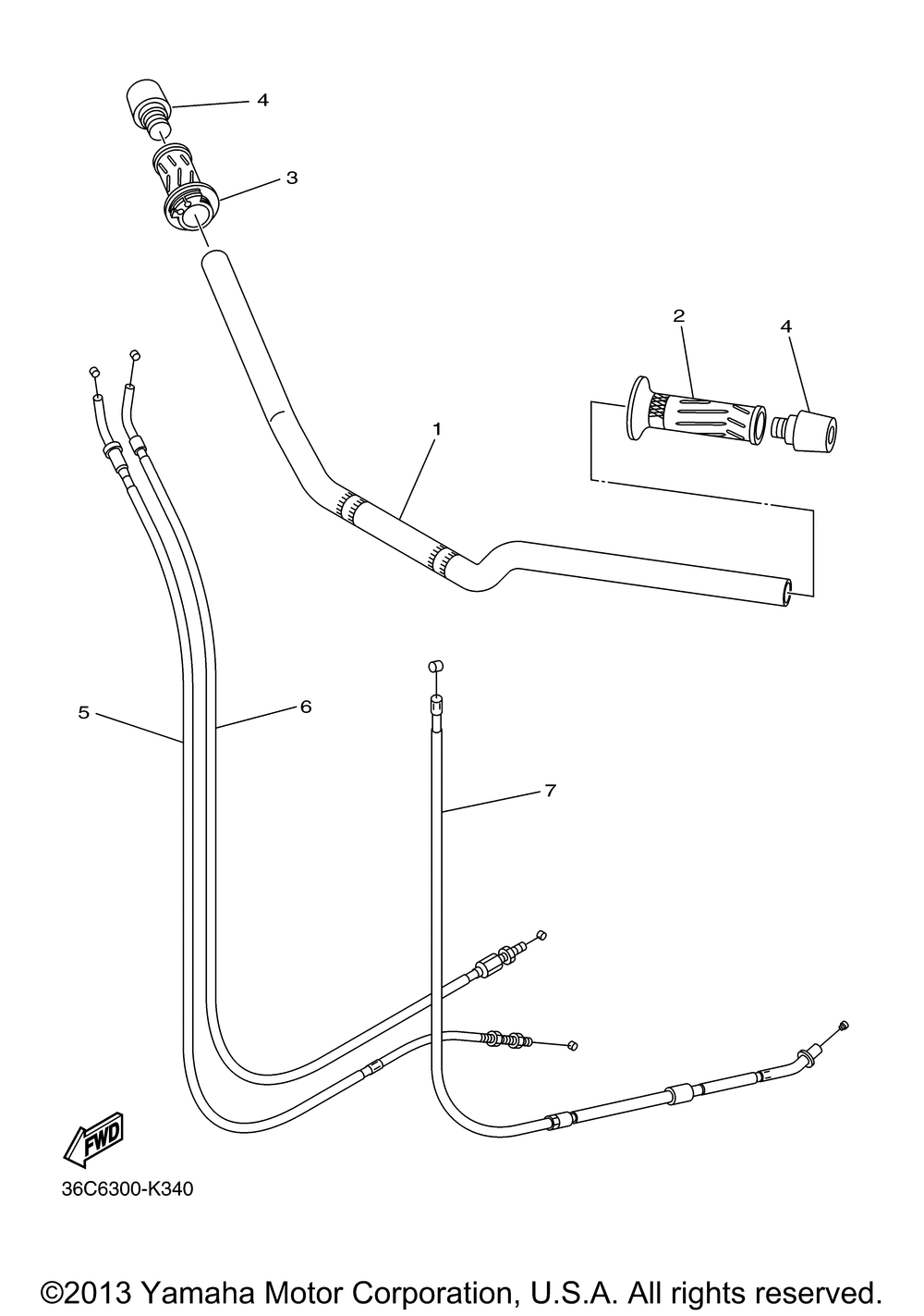 Steering handle cable