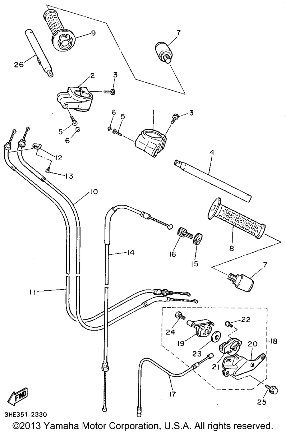 Steering handle cable