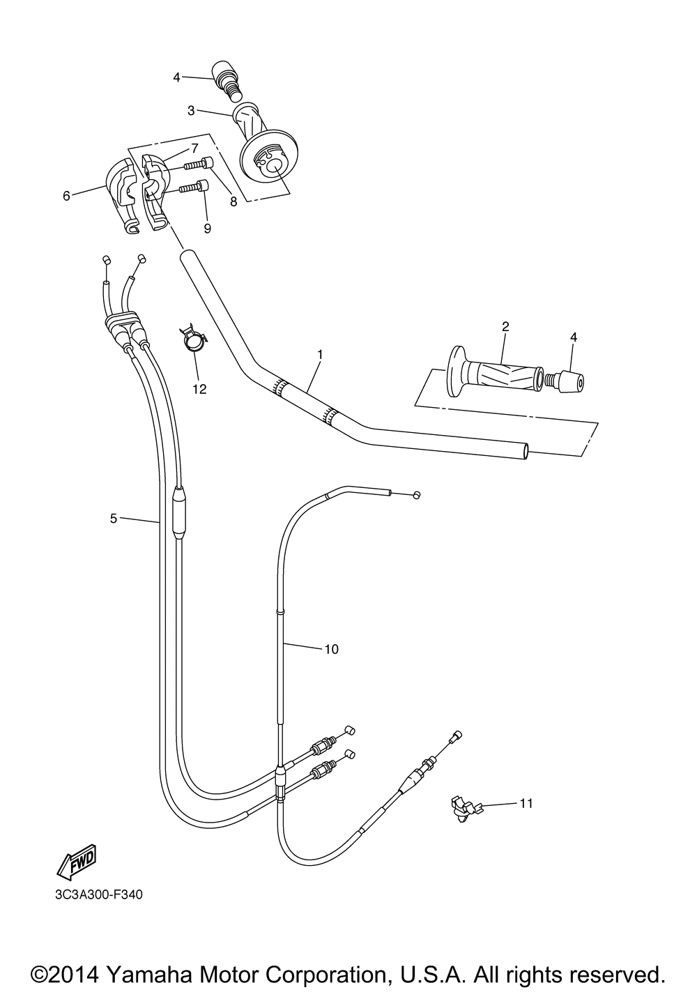 Steering handle cable