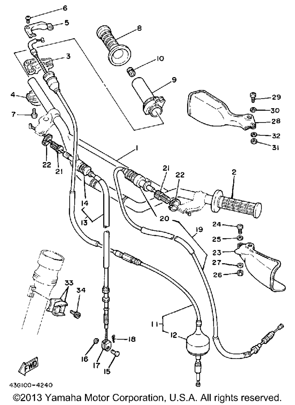 Steering handle-cable