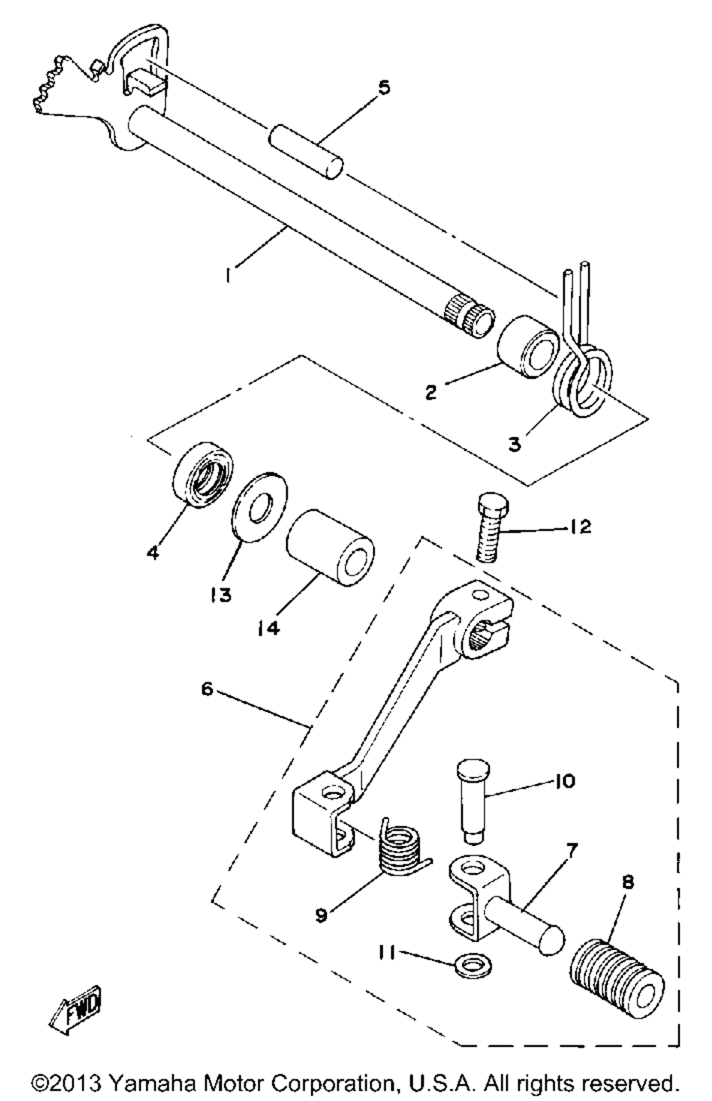 Shift shaft-pedal