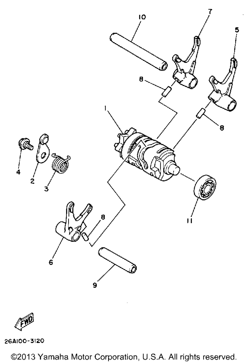 Shift cam-fork