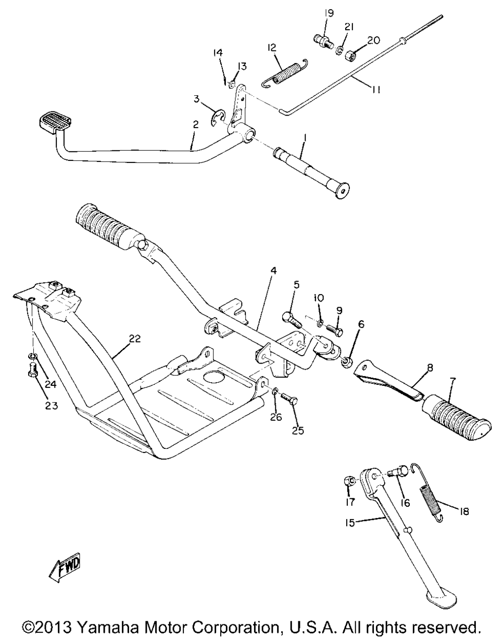 Stand foot rest & rear brake pedal