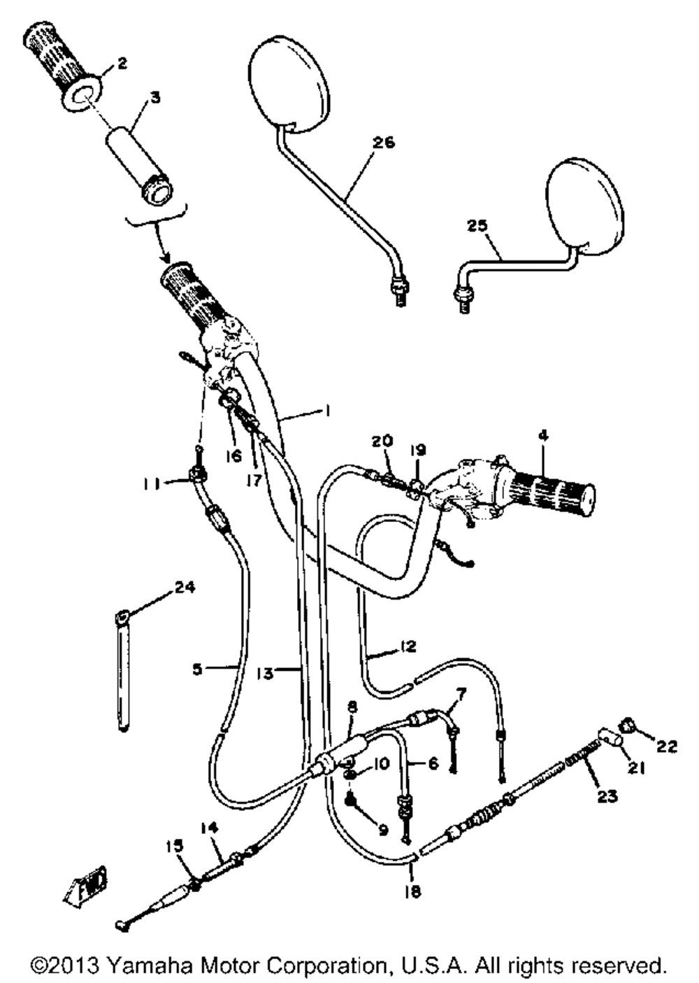 Handlebar - cable lb50pg - ph - pj