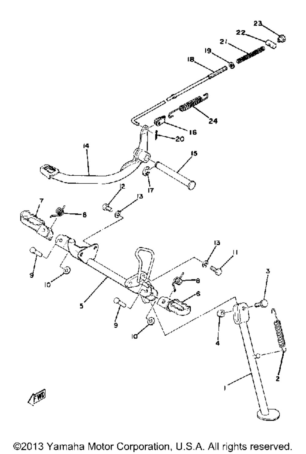 Stand-footrest-brake pedal