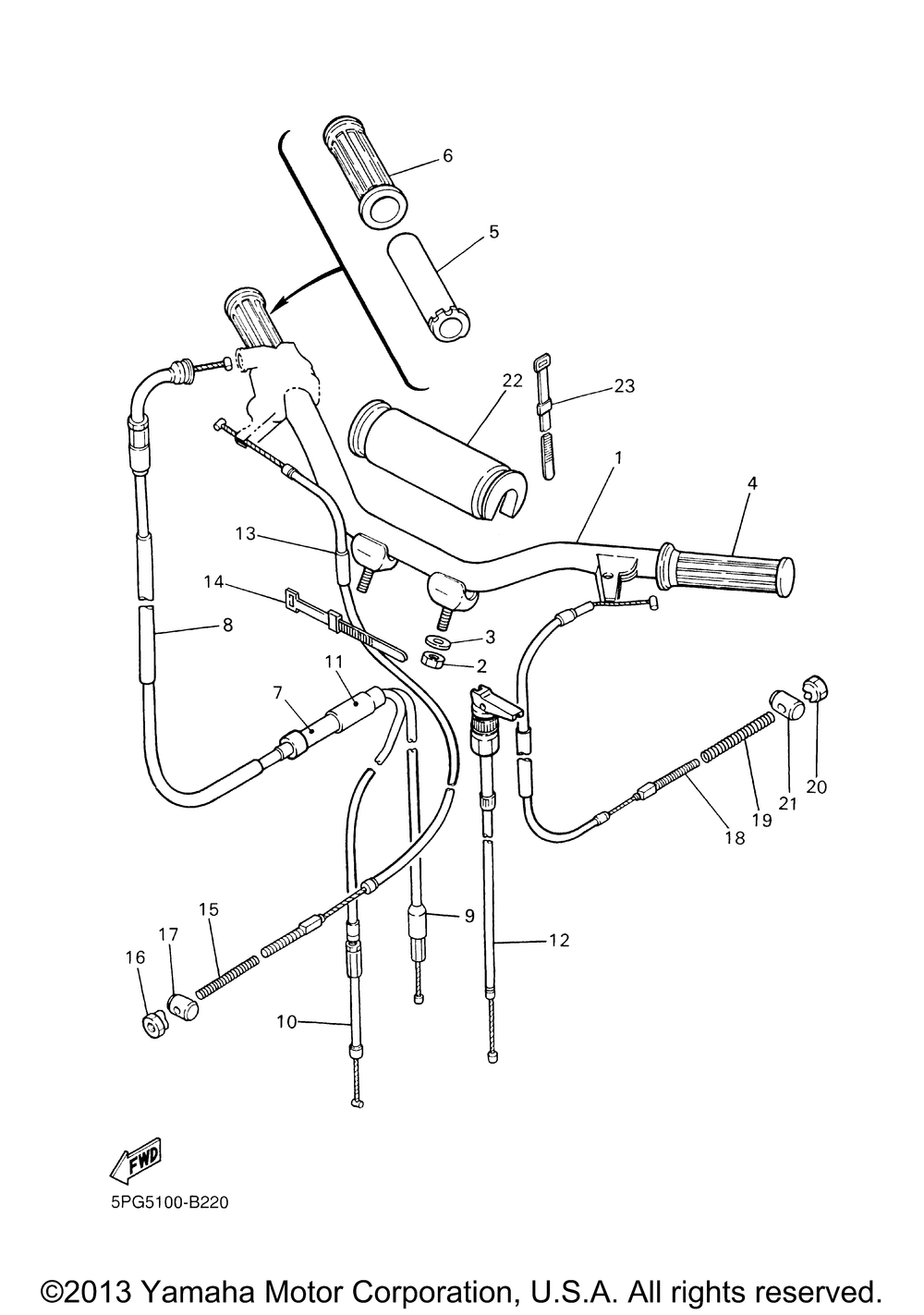 Steering handle cable