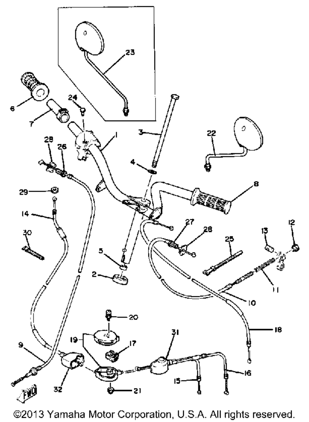 Steering handle - cable