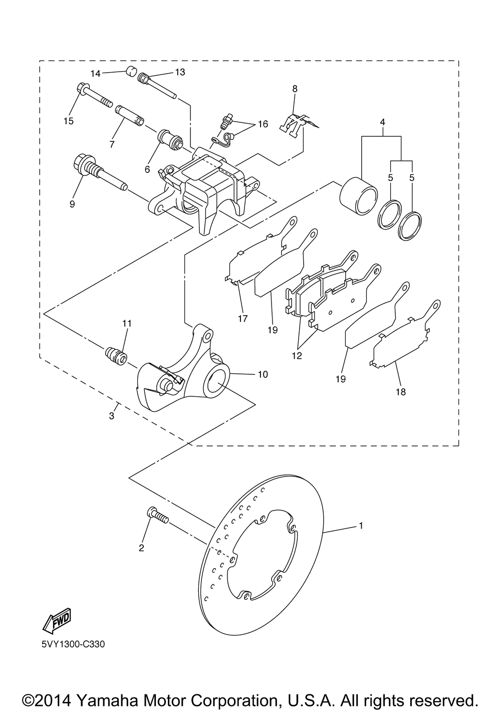 Rear brake caliper