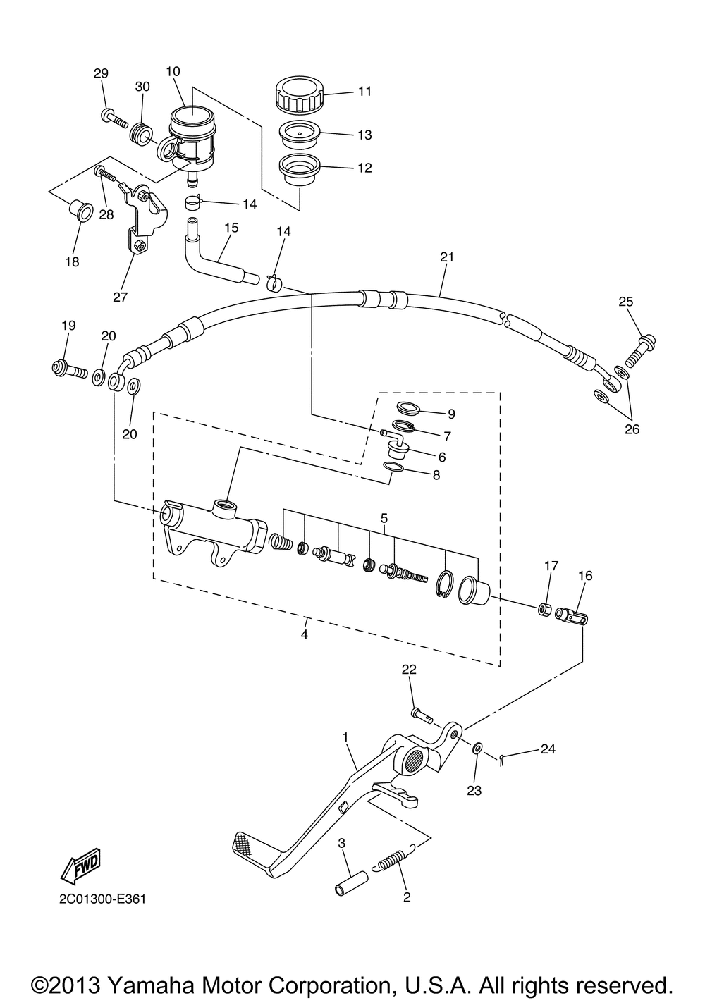 Rear master cylinder