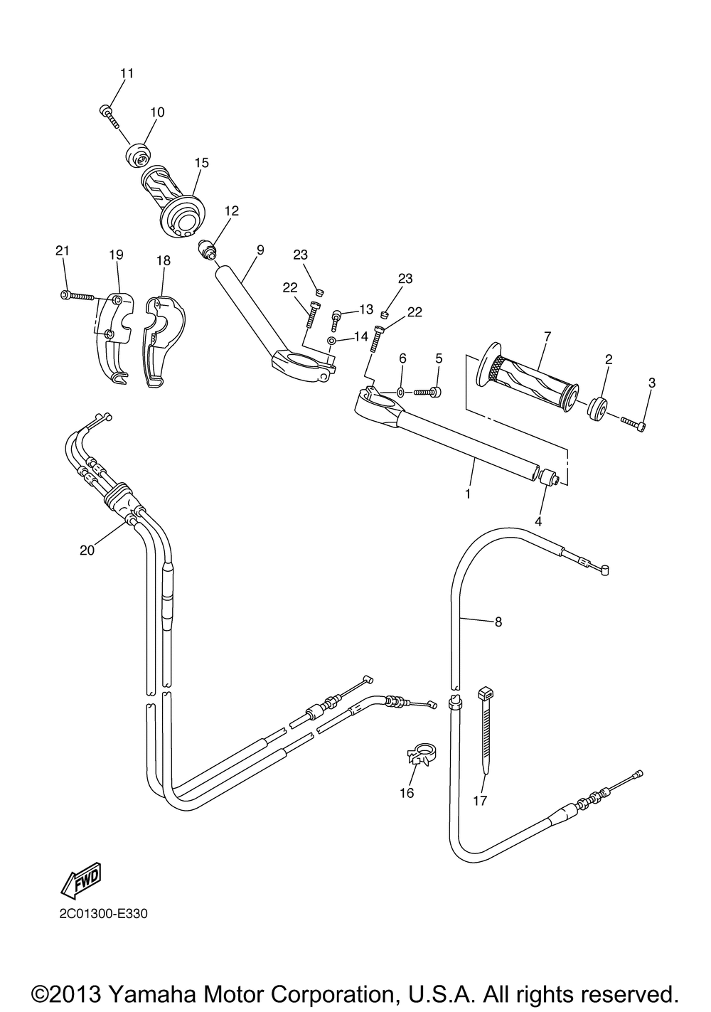 Steering handle cable