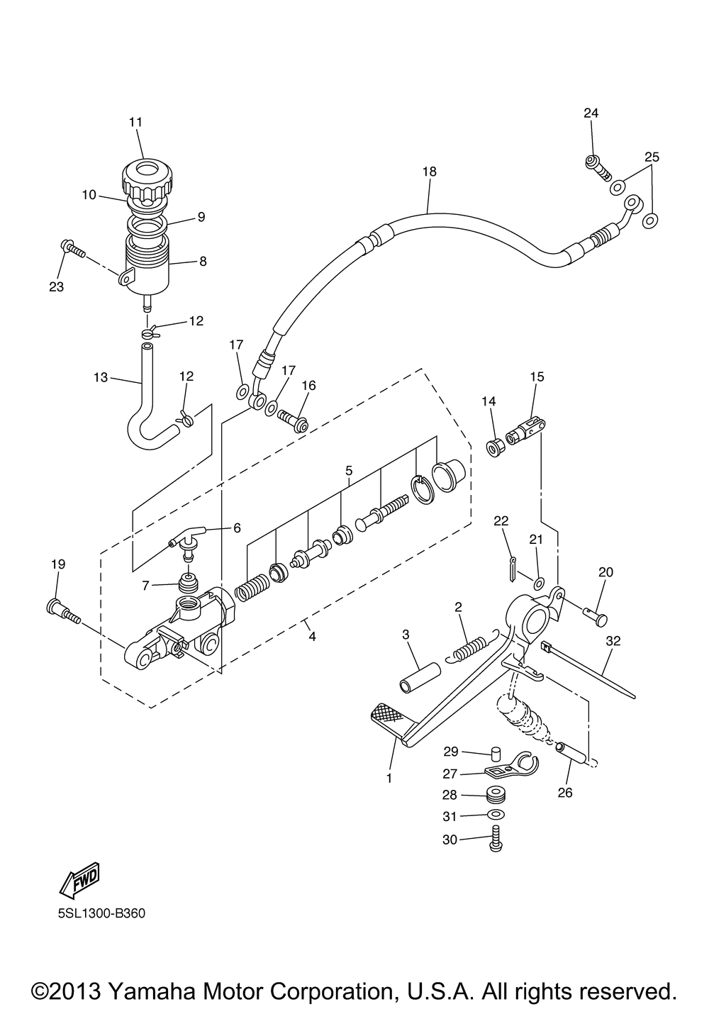 Rear master cylinder