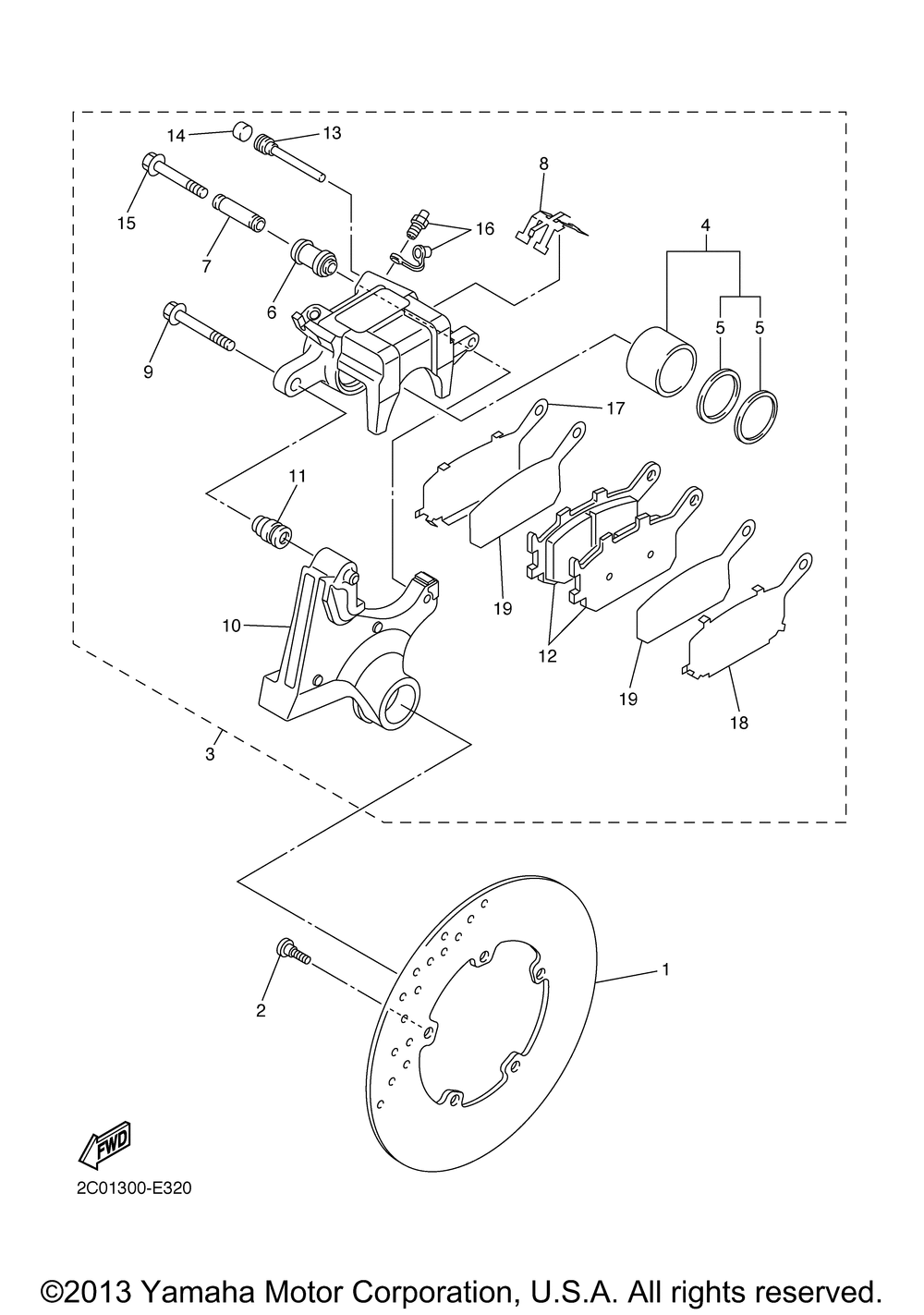 Rear brake caliper