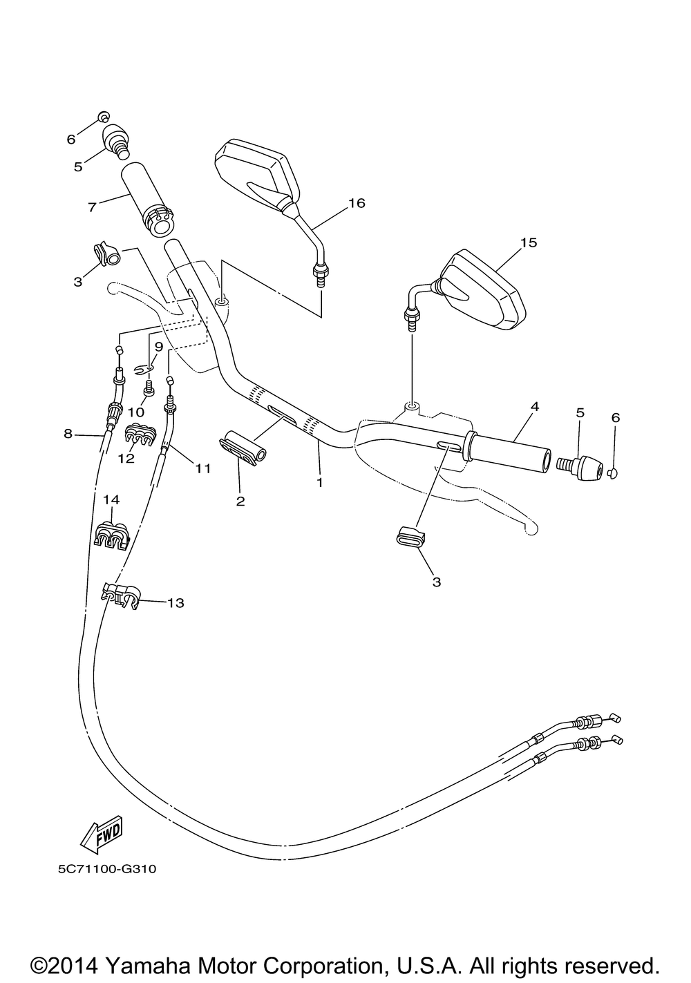 Steering handle cable