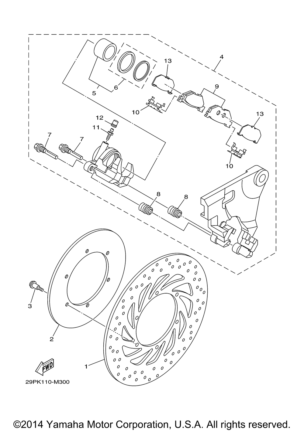 Rear brake caliper