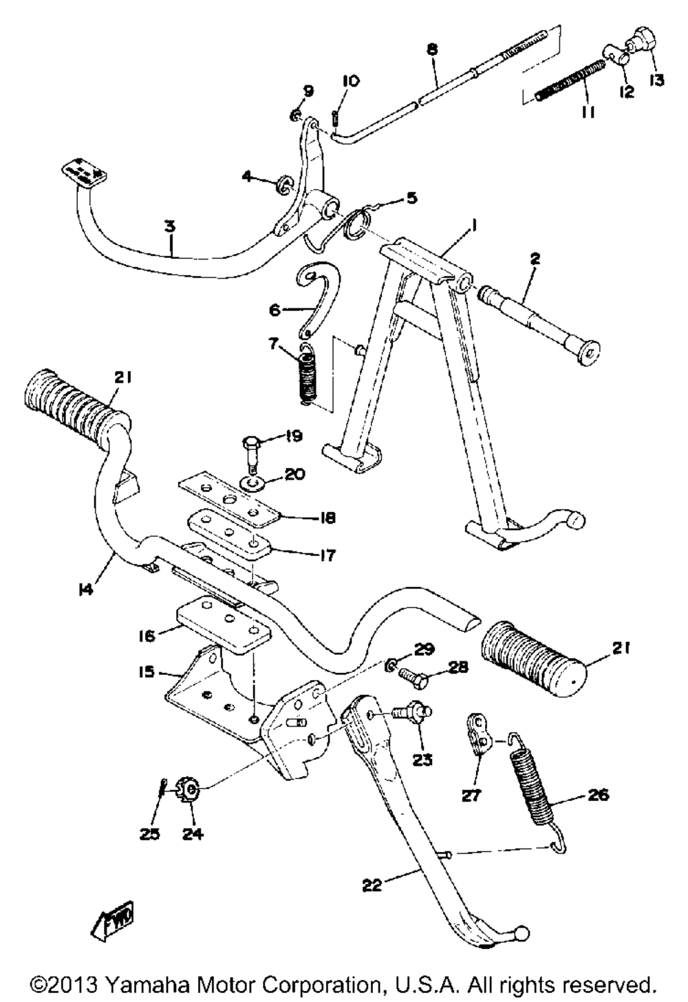 Stand footrest brake pedal