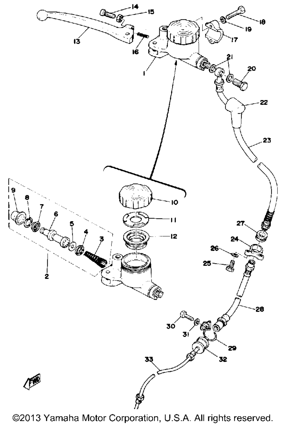 Master cylinder brake hose