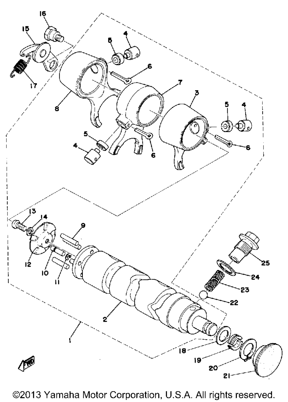 Shift cam fork