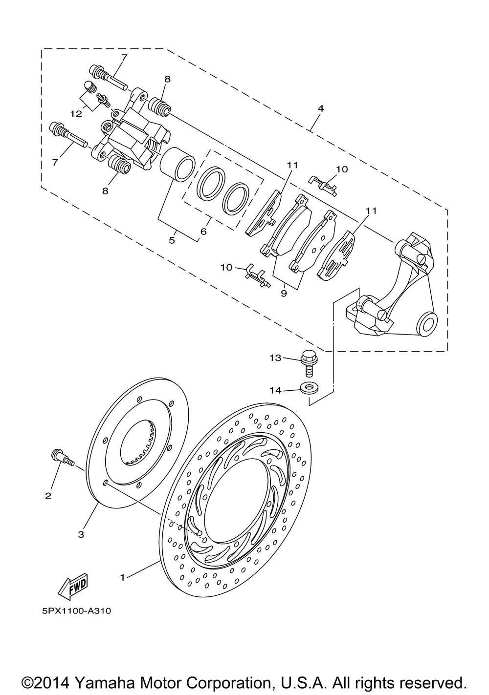 Rear brake caliper