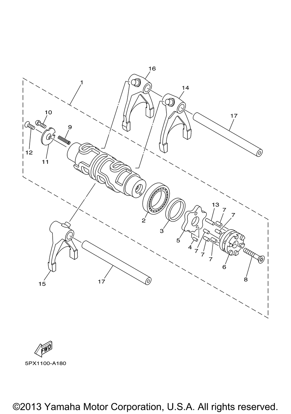 Shift cam fork