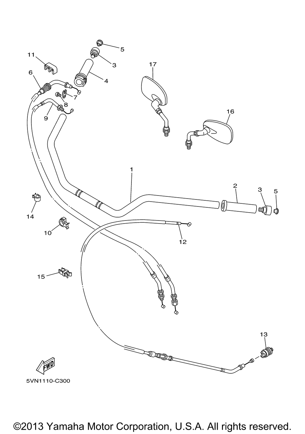 Steering handle cable