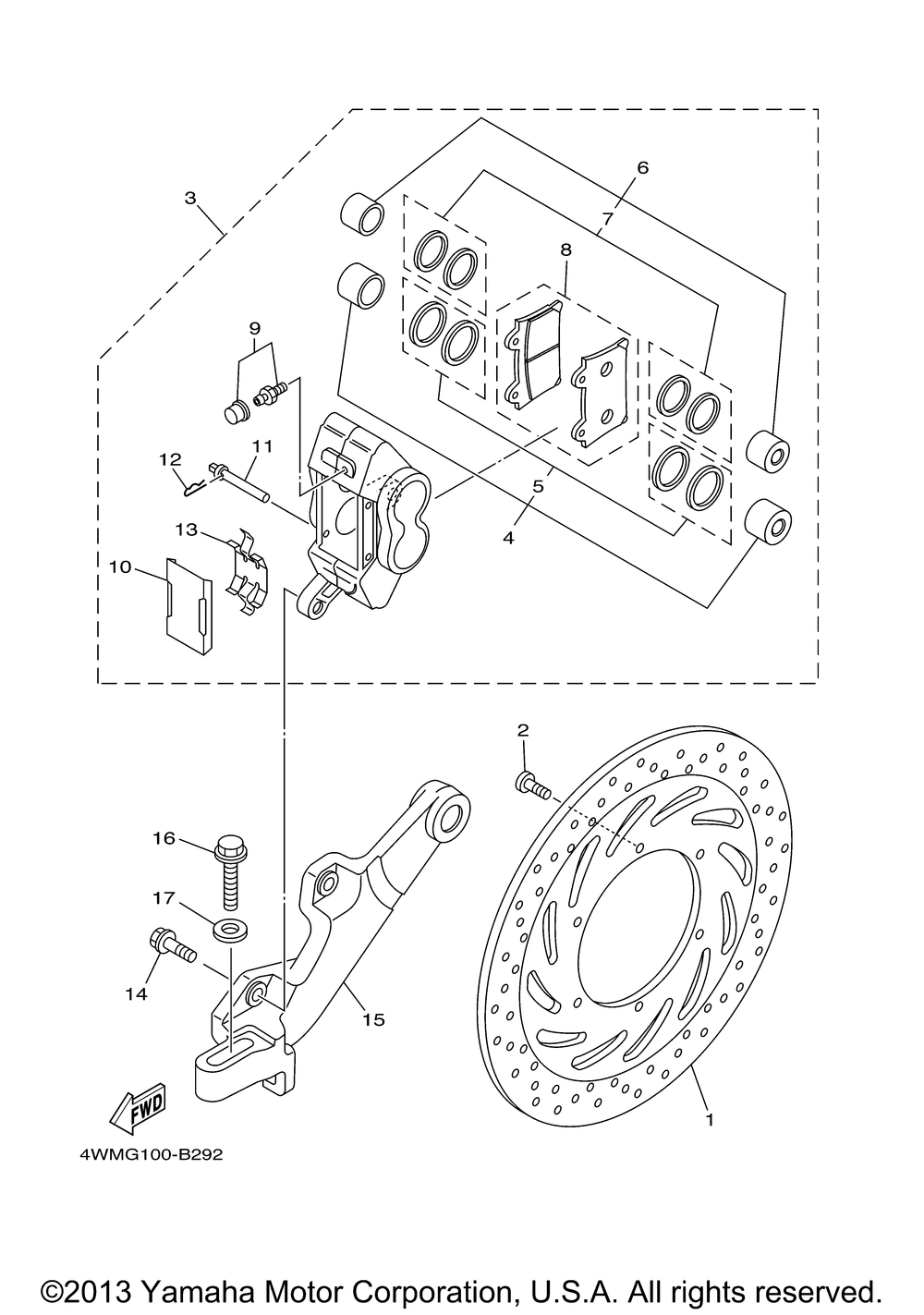 Rear brake caliper