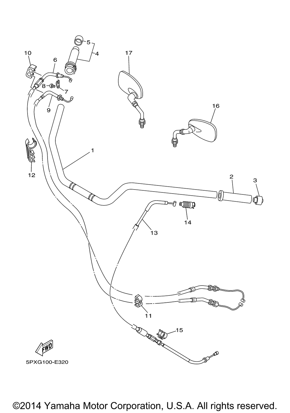 Steering handle cable