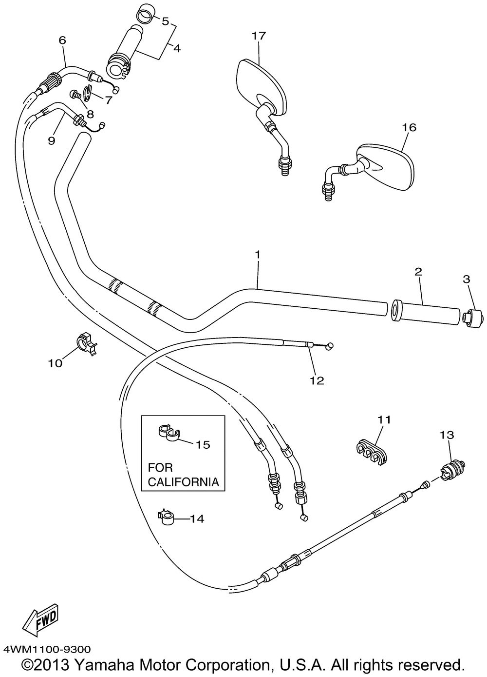 Steering handle cable