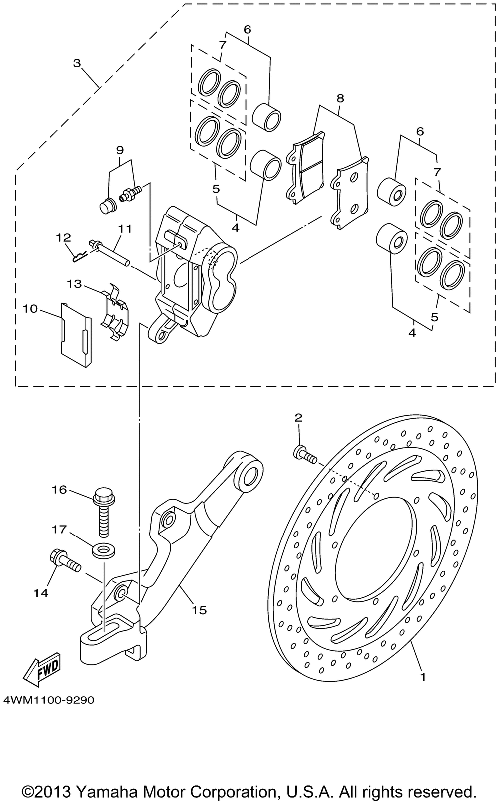 Rear brake caliper