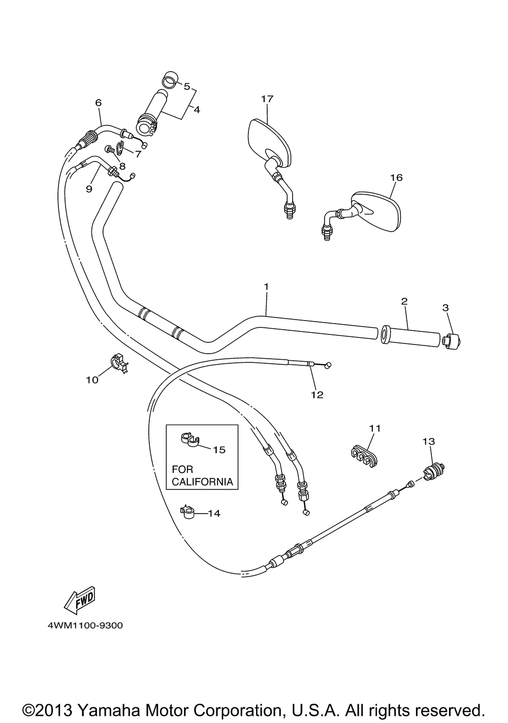 Steering handle cable