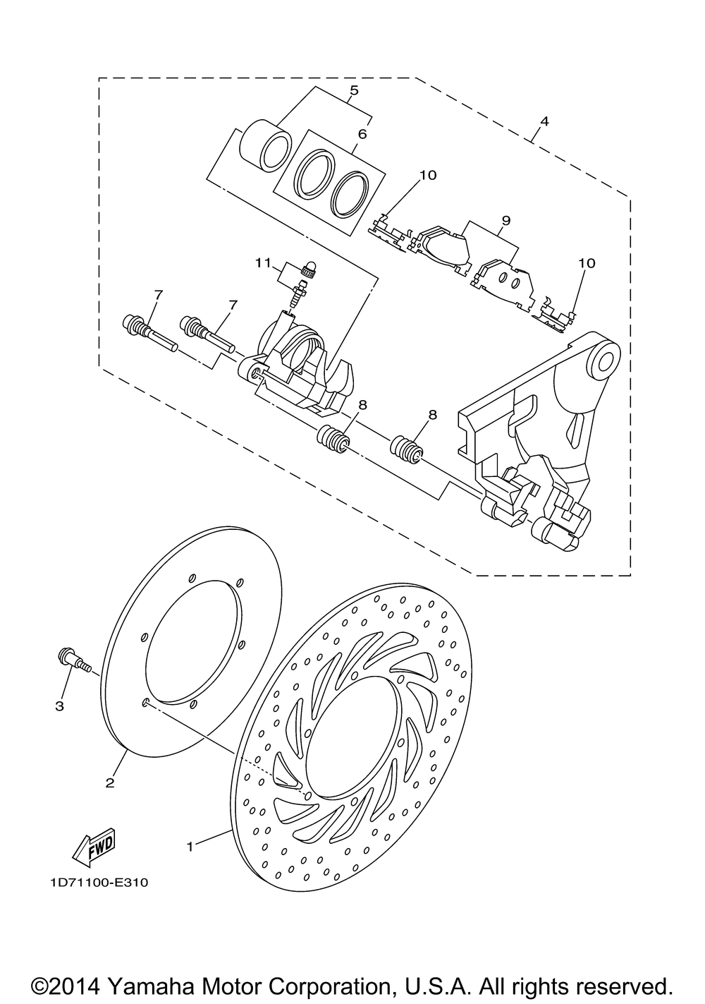 Rear brake caliper