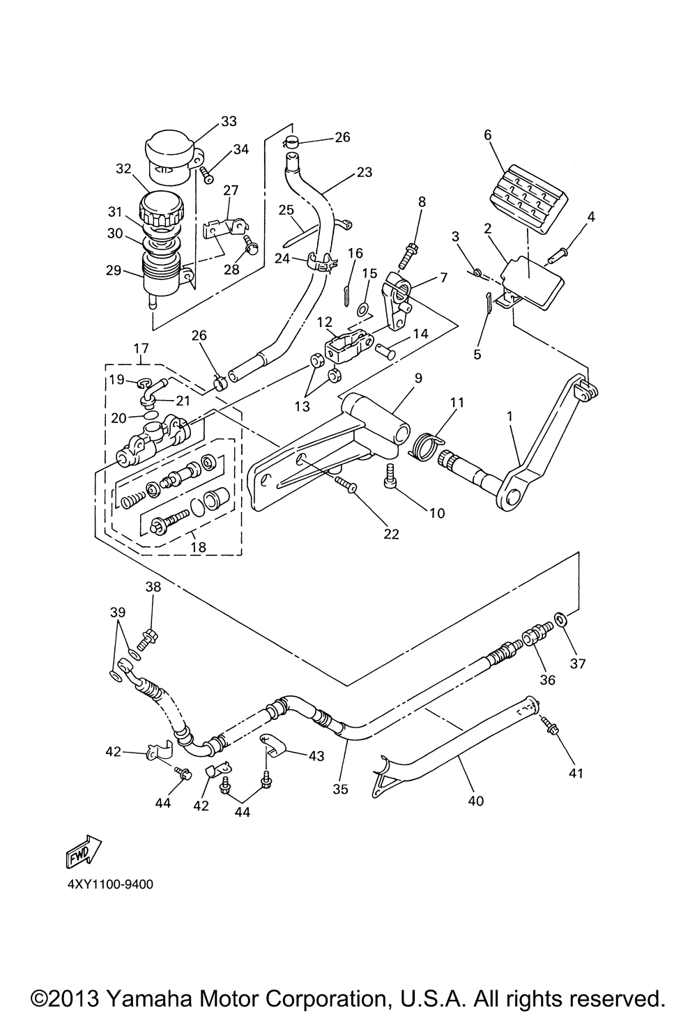 Rear master cylinder