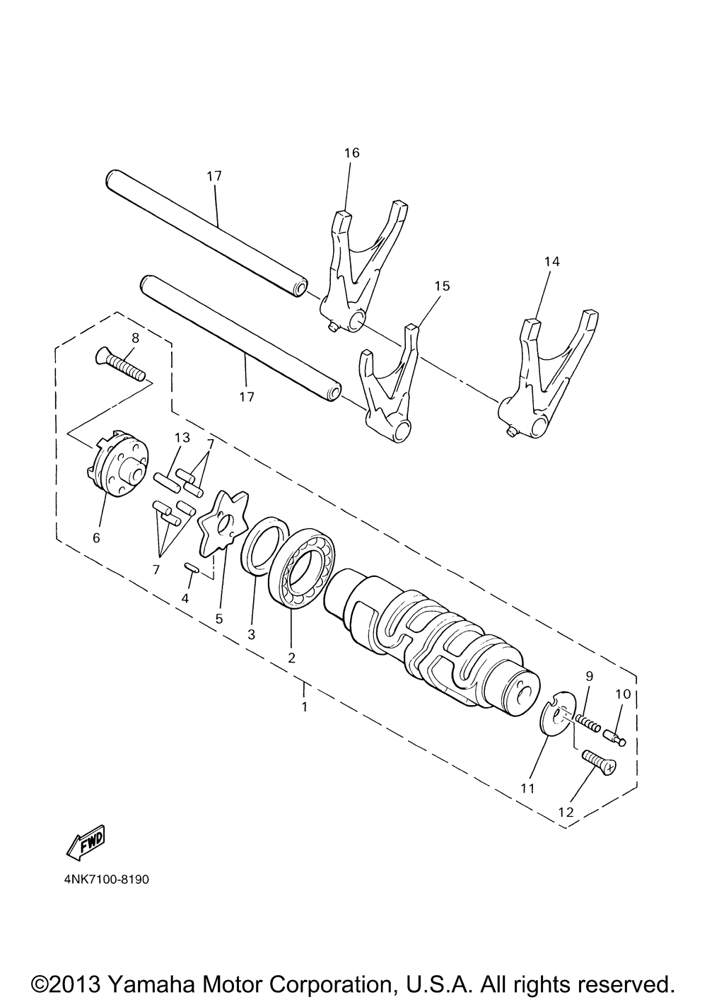 Shift cam fork