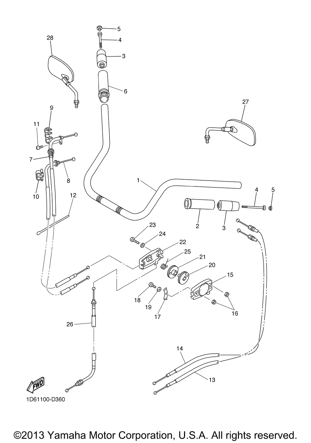 Steering handle cable