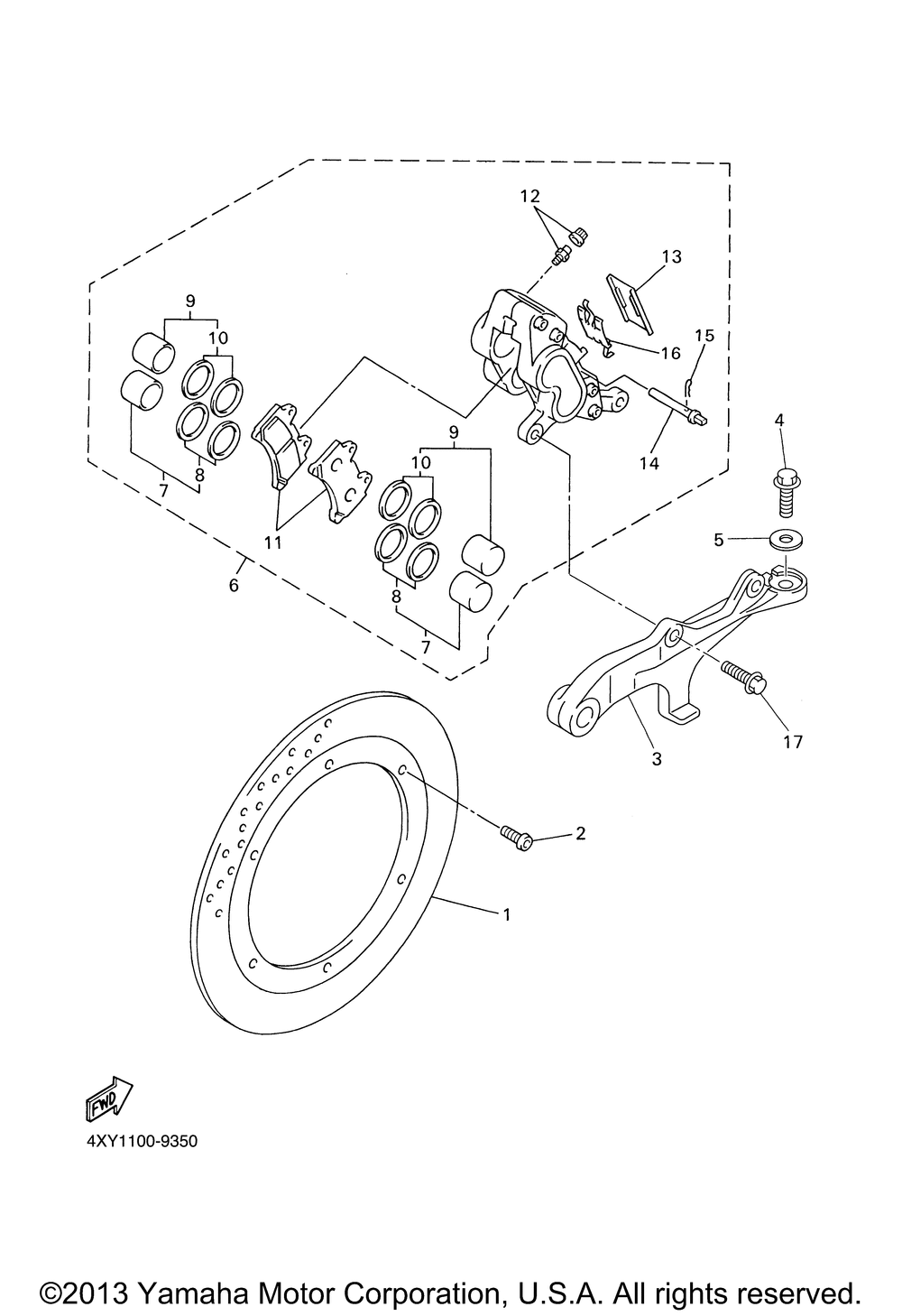 Rear brake caliper