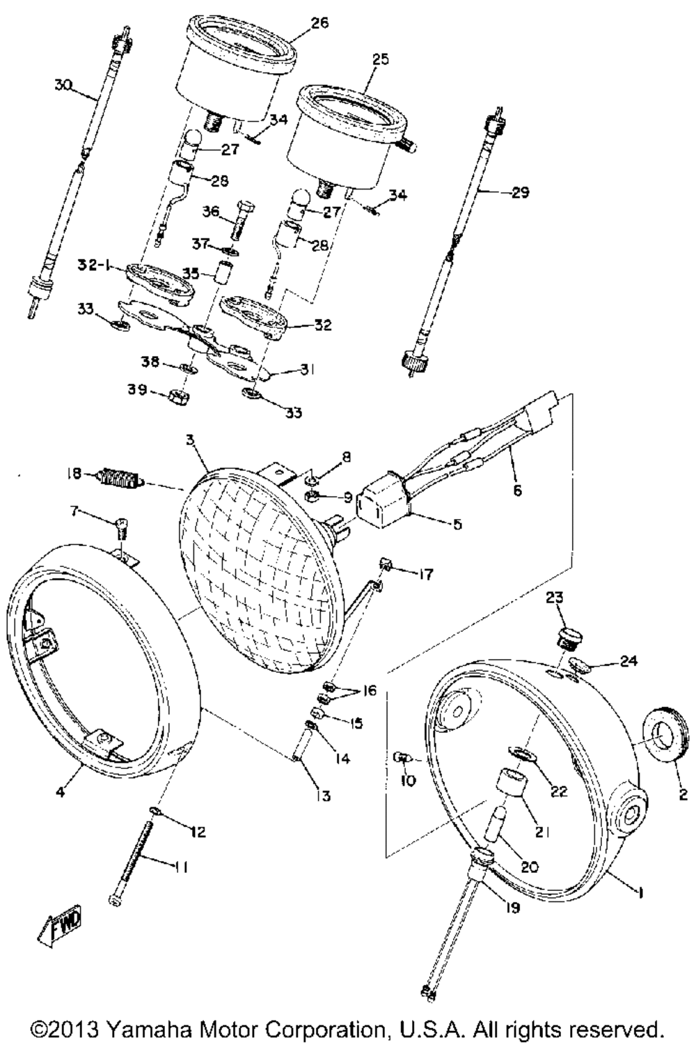 Head lamp & speedometer-tachometer