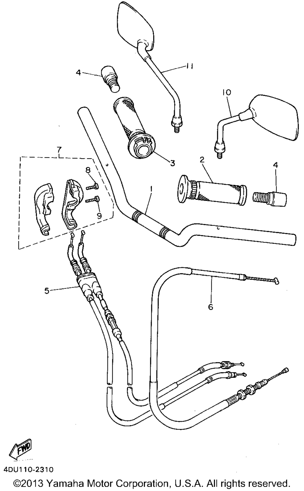 Steering handle cable