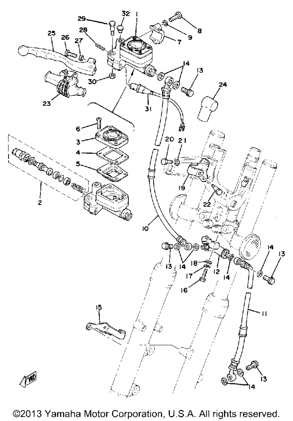 Front master cylinder-brake hose