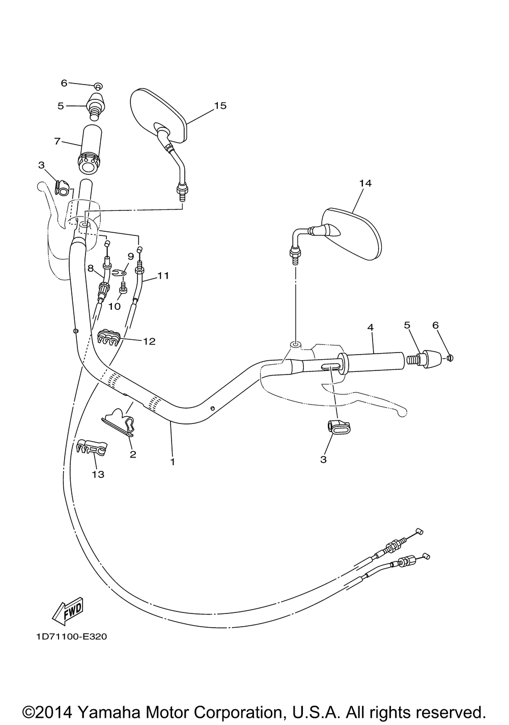 Steering handle cable