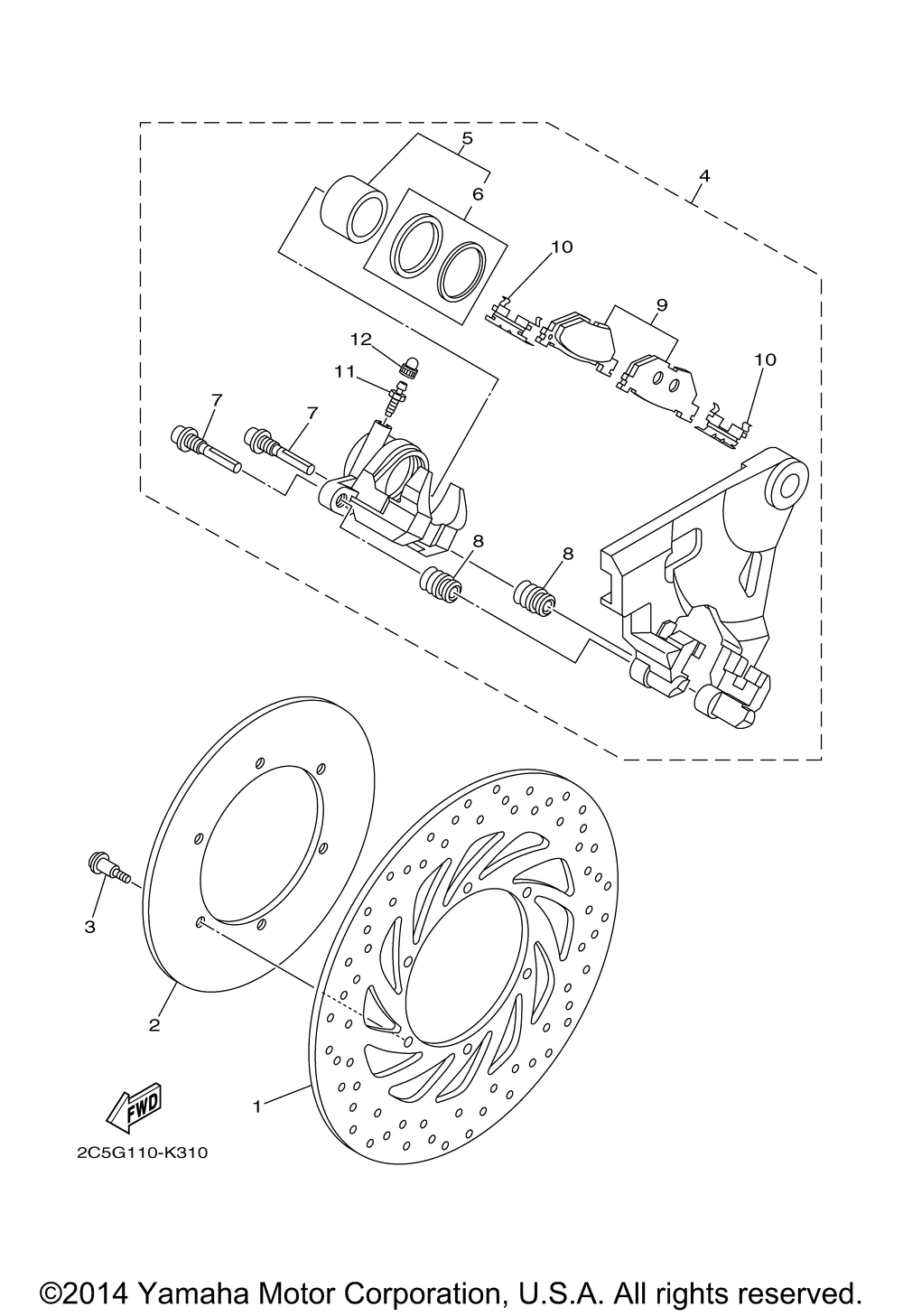 Rear brake caliper