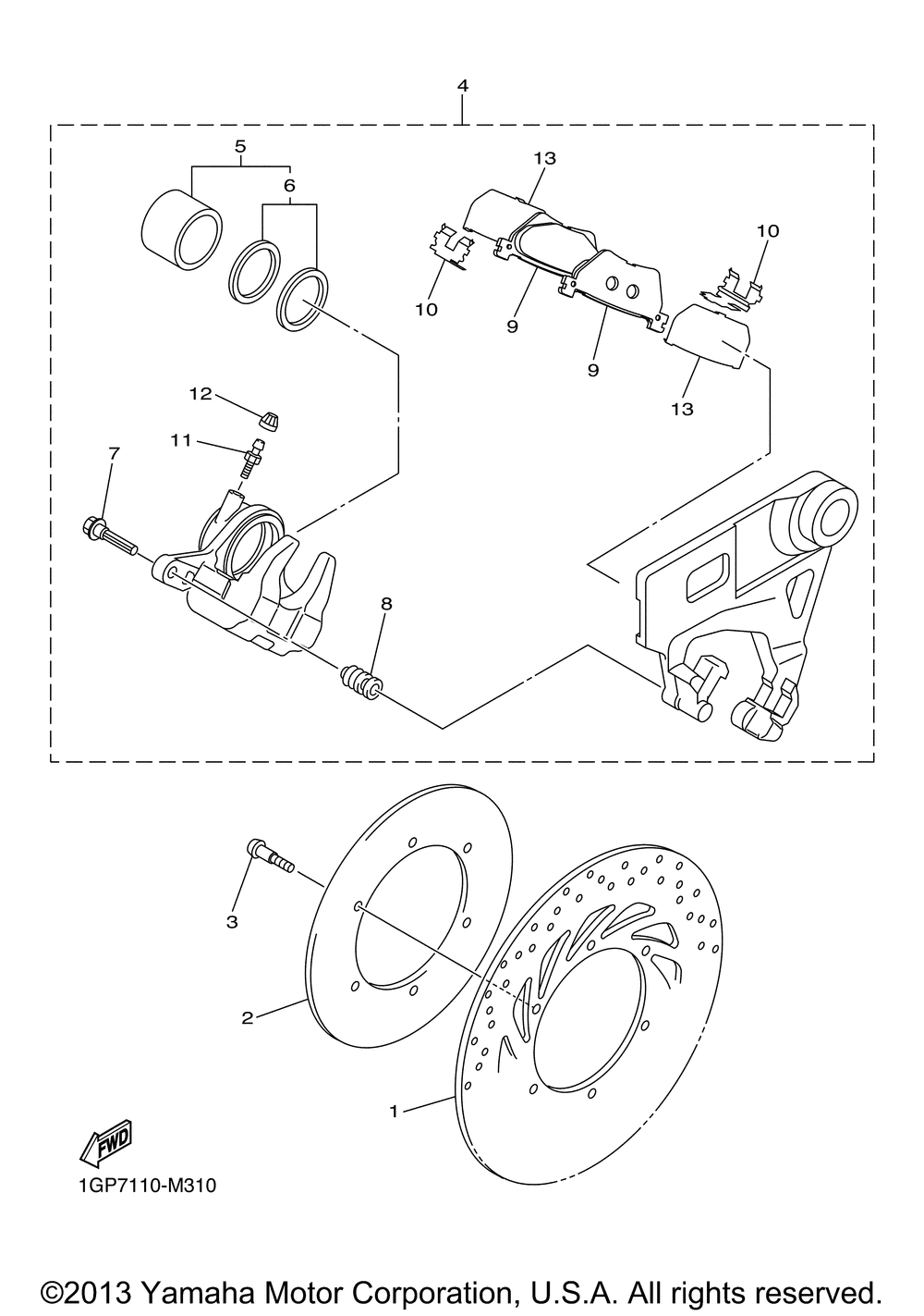 Rear brake caliper