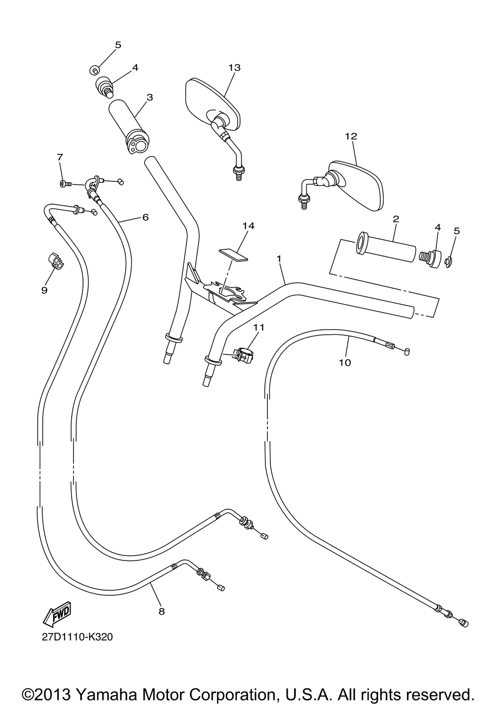 Steering handle cable