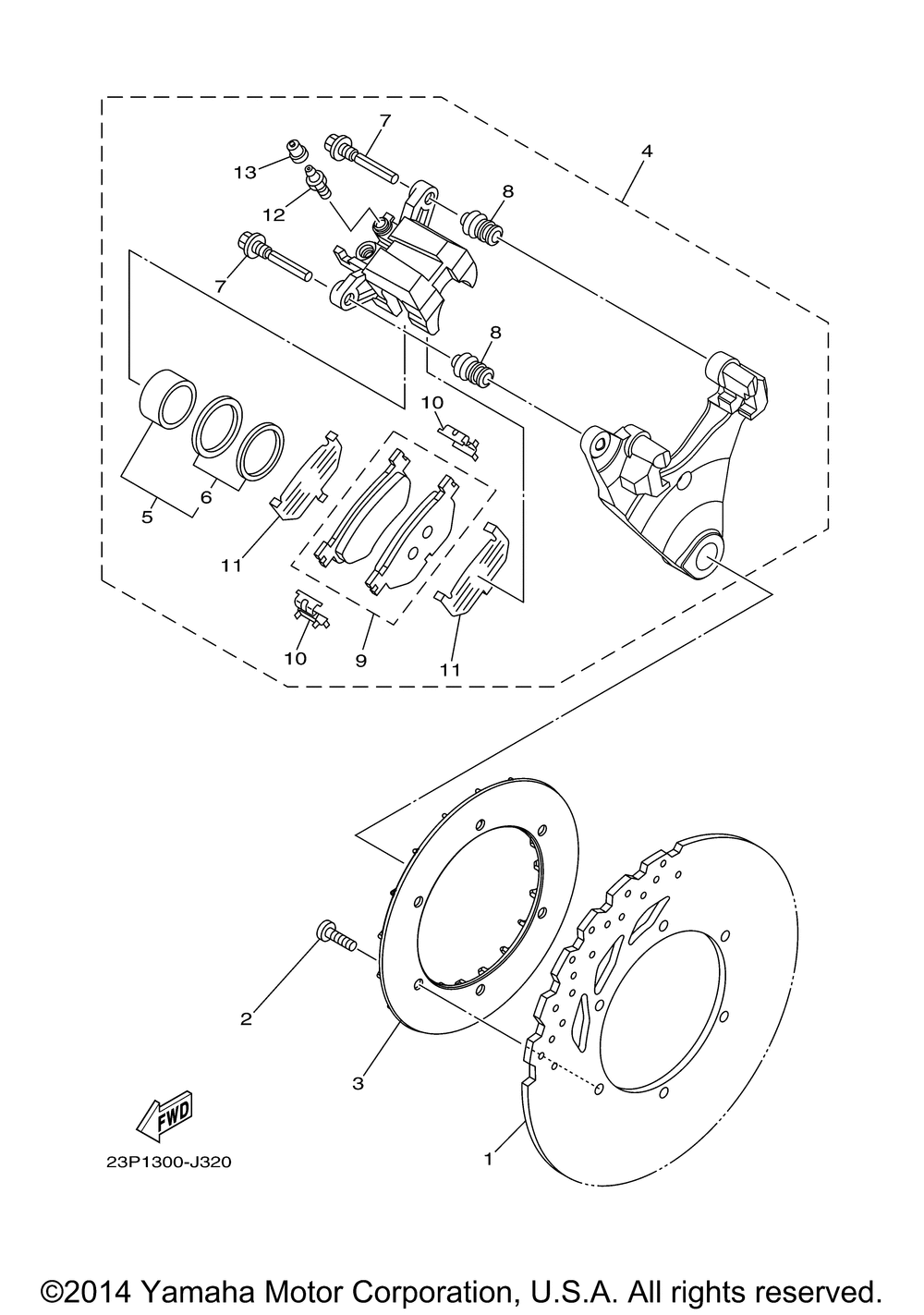 Rear brake caliper