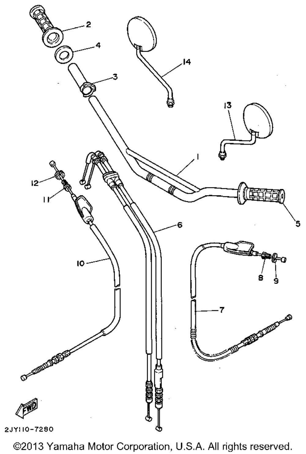 Steering handle cable